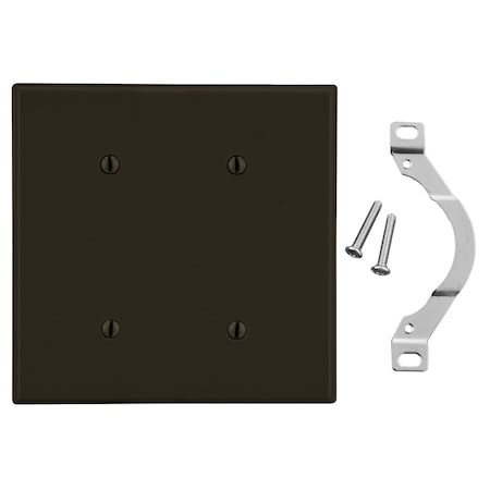 Hubbell Wiring Device-Kellems Wallplate, 2-Gang, 2 Strap Mount Blank, Brown P24